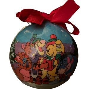 Disney Round Plastic Christmas Ornament Winnie The Pooh Tigger Piglet New W/Tag